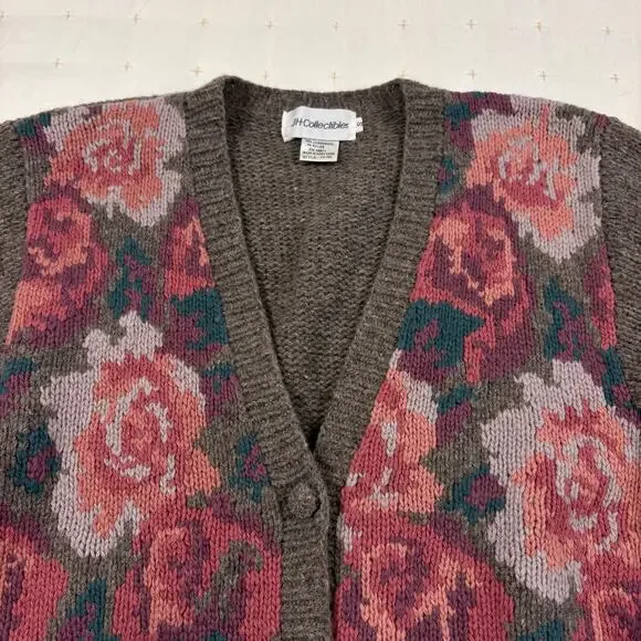 JH Collectibles Vintage Lambswool Cardigan Sweater Women's S Brown Autumn - Picture 3 of 10